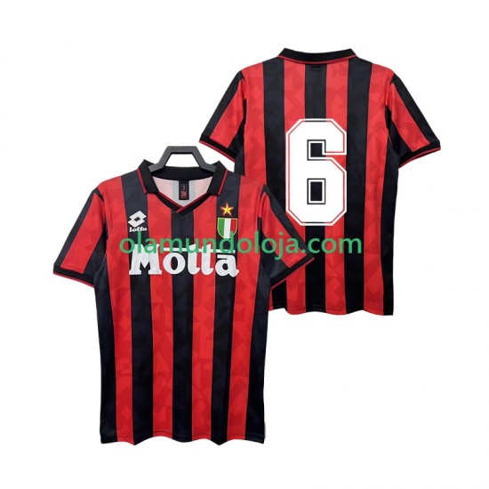 Camisola AC Milan 6 1993 Retro Homem Equipamento Primeiro 1994 Manga Curta